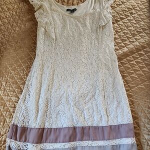 American Eagle Outfitters Cream Lace Mini Dress